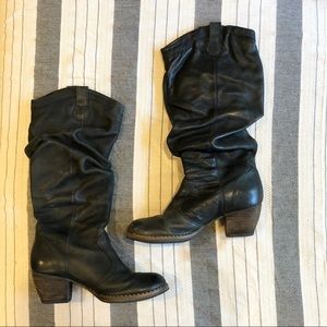 Western Style Slouchy Stacked Heel Boot